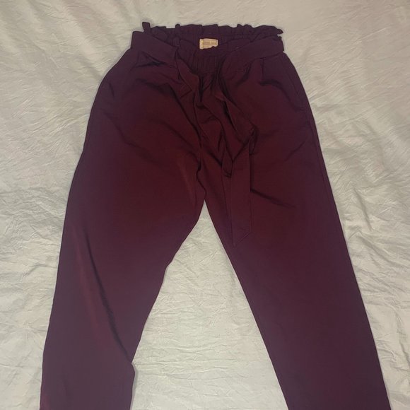 SOLD - Penshoppe Burgundy Paper bag Waist Trouser Pant - Picture 3 of 3
